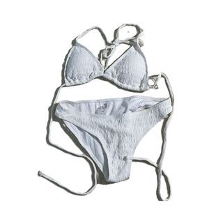 Shenhe White Halter Bikini Set 3-Piece